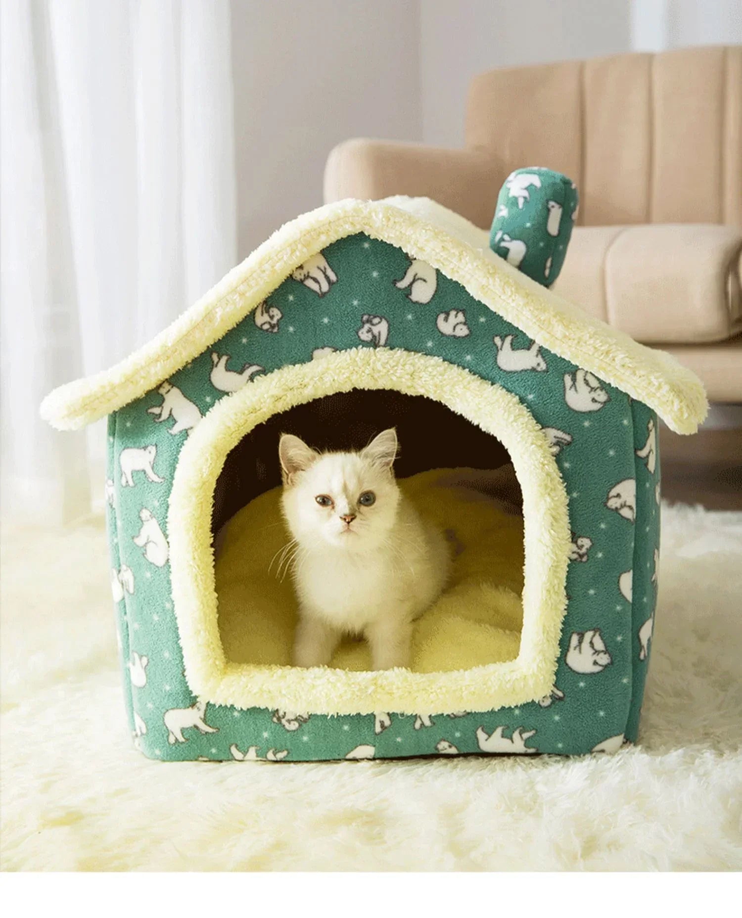 Maison Cocon Douillette pour Chats & Petits Chiens – Coussin Amovible Inclus