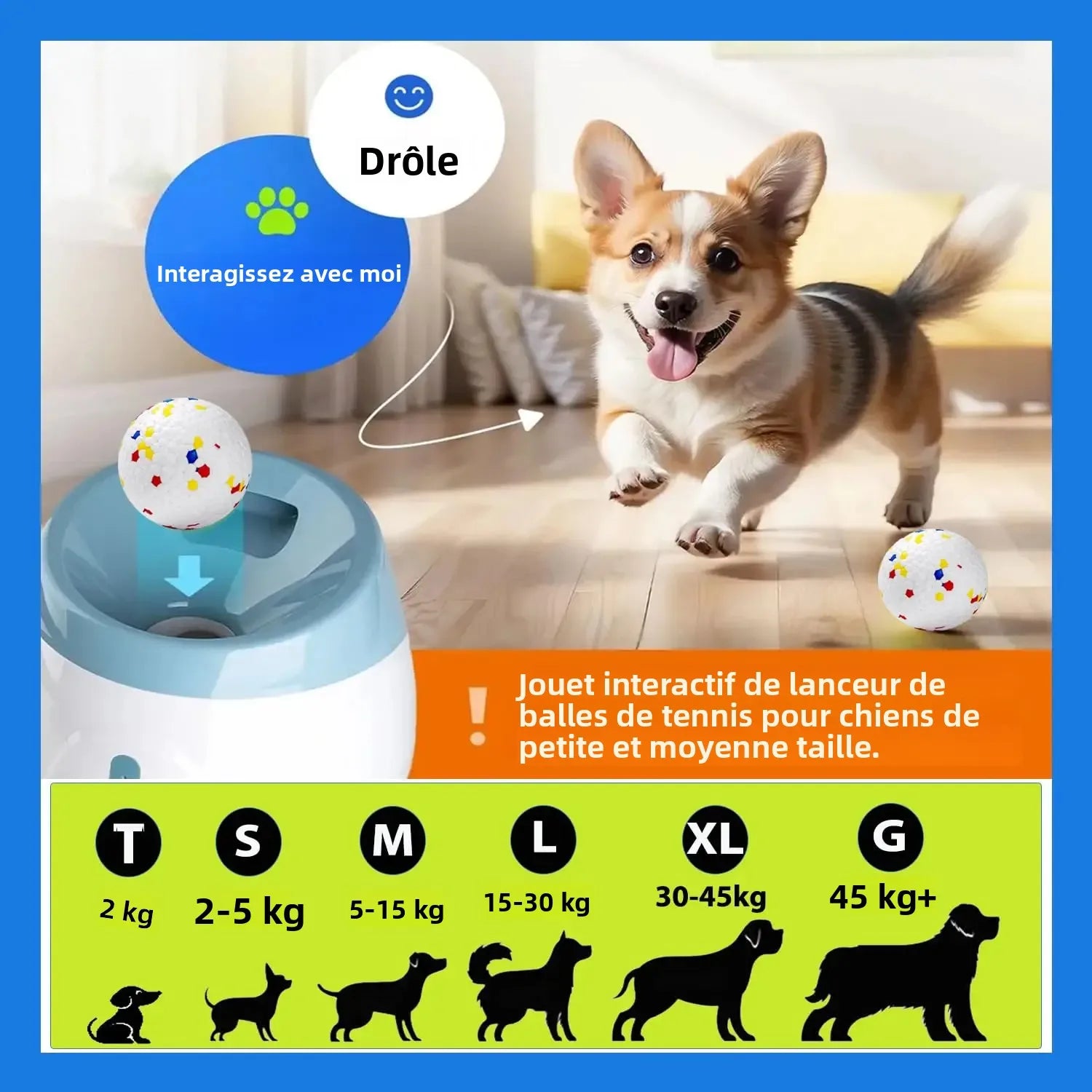 Lanceur de Balles Automatique pour Chiens – Jouet Interactif & Ludique